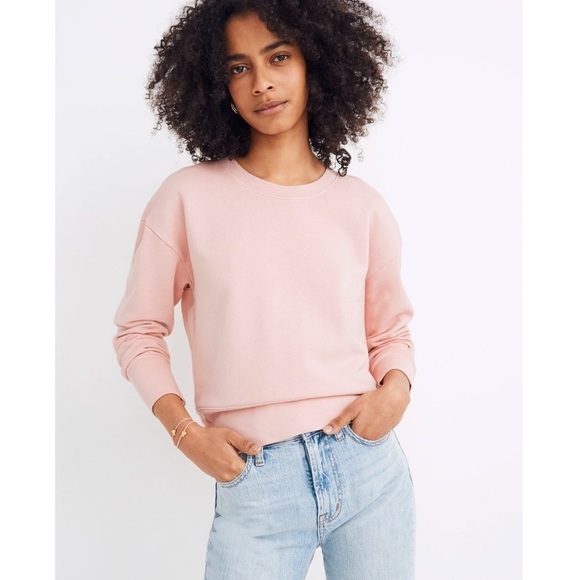 MADEWELL Garment-Dyed Crop Sweatshirt In Forgotten Petal - Picture 1 of 6